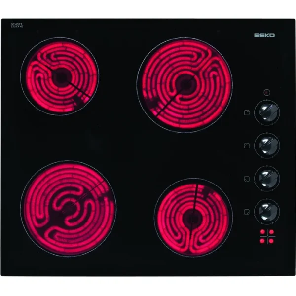 8690842301261_Q Table De Cuisson Vitrocéramique 58cm 4 Feux 5800w Noir